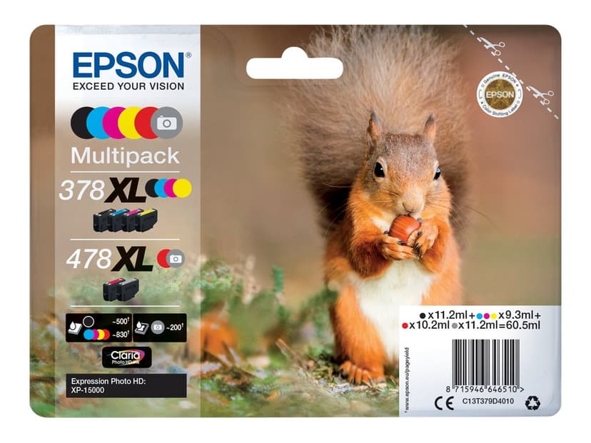 Epson Inkt Multipack 378Xl/478Xl (BK/GU/C/M/Y/R) - XP-15000
