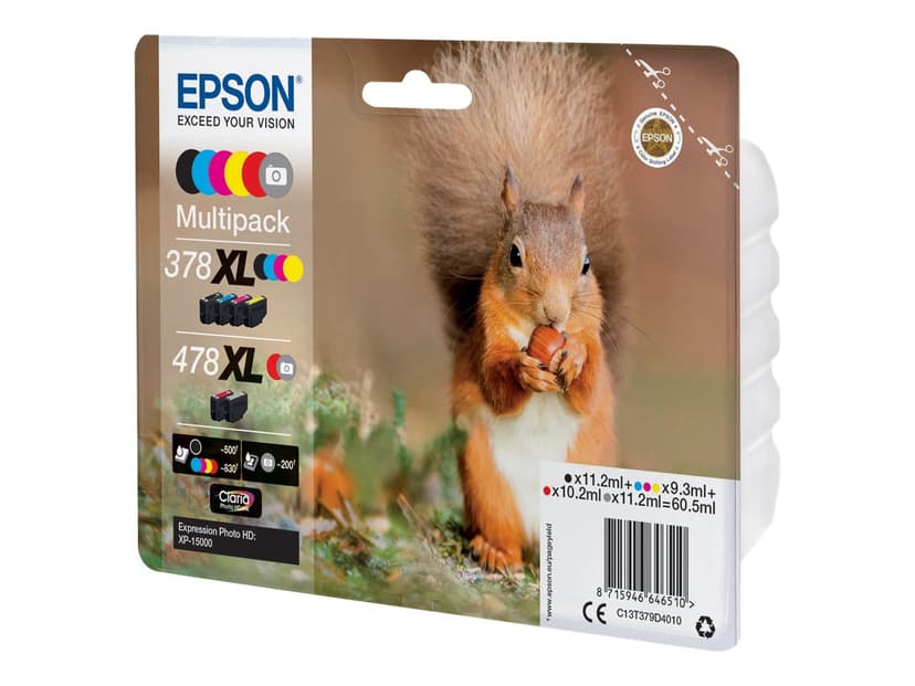 Epson Blæk Multipak 378Xl/478Xl (BK/GU/C/M/Y/R) - XP-15000