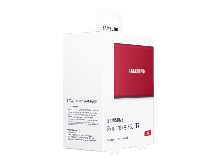 Samsung Portable SSD T7 USB Type-C Rood
