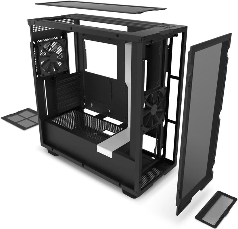 NZXT H7 Flow Matte White / Black Mid Tower Case Midi Tower Hvid, Sort