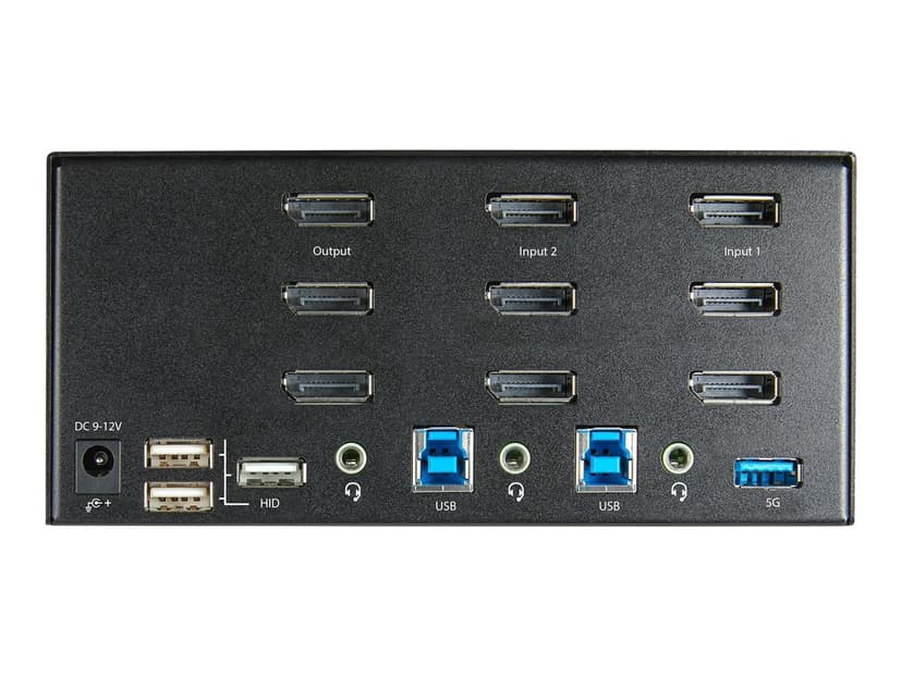 Startech StarTech.com 2 Port Triple Monitor KVM HDMI Switch, 4K 60Hz Ultra HD HDR, Desktop Hub 4K HDMI 2.0 KVM Schakelaar met 2x USB 3.0 (5Gbps) & 4x USB 2.0 HID, Audio, Hotkey Switching, TAA