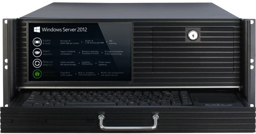 Inter-Tech 4U 4452-TFT med inbyggd skärm/tangentbord Rack Svart