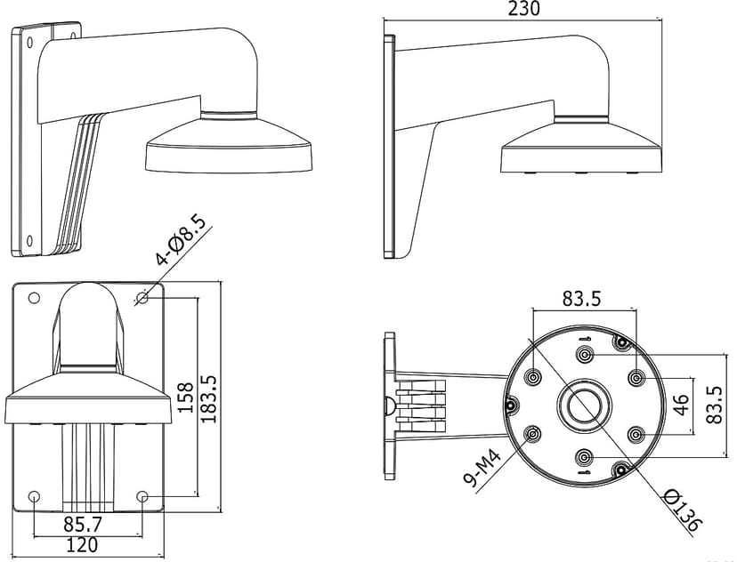 Hikvision DS-1273ZJ-135 Väggfäste