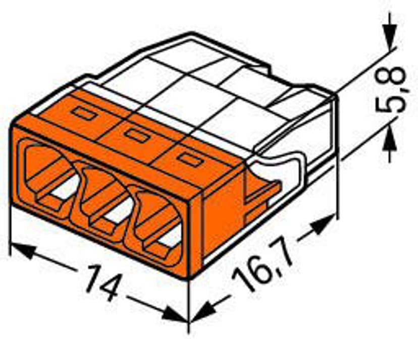 Wago 2273 Toppklämma 3-pols 0.5-2.5mm 100-Pack