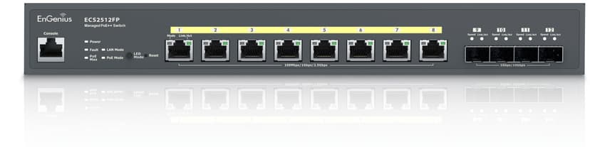 Engenius ECS2512FP nettverkssvitsj Håndtert L2+ 2.5G Ethernet (100/1000/2500) Strøm over Ethernet (PoE) Sort