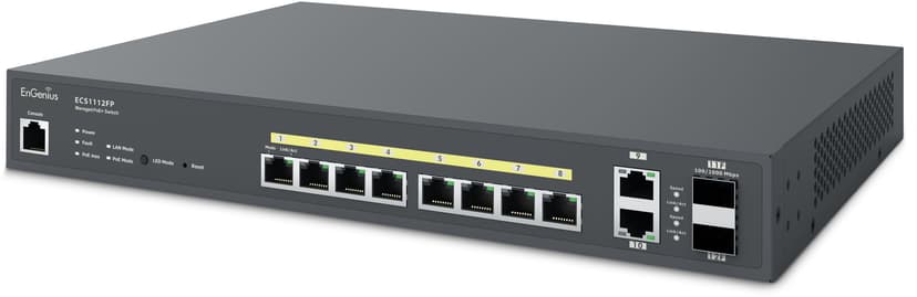 Engenius ECS1112FP verkkokytkin Hallittu L2+ Gigabit Ethernet (10/100/1000) Power over Ethernet -tuki musta