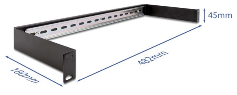 Delock Rackmonterad DIN-räls 19" 1U Svart