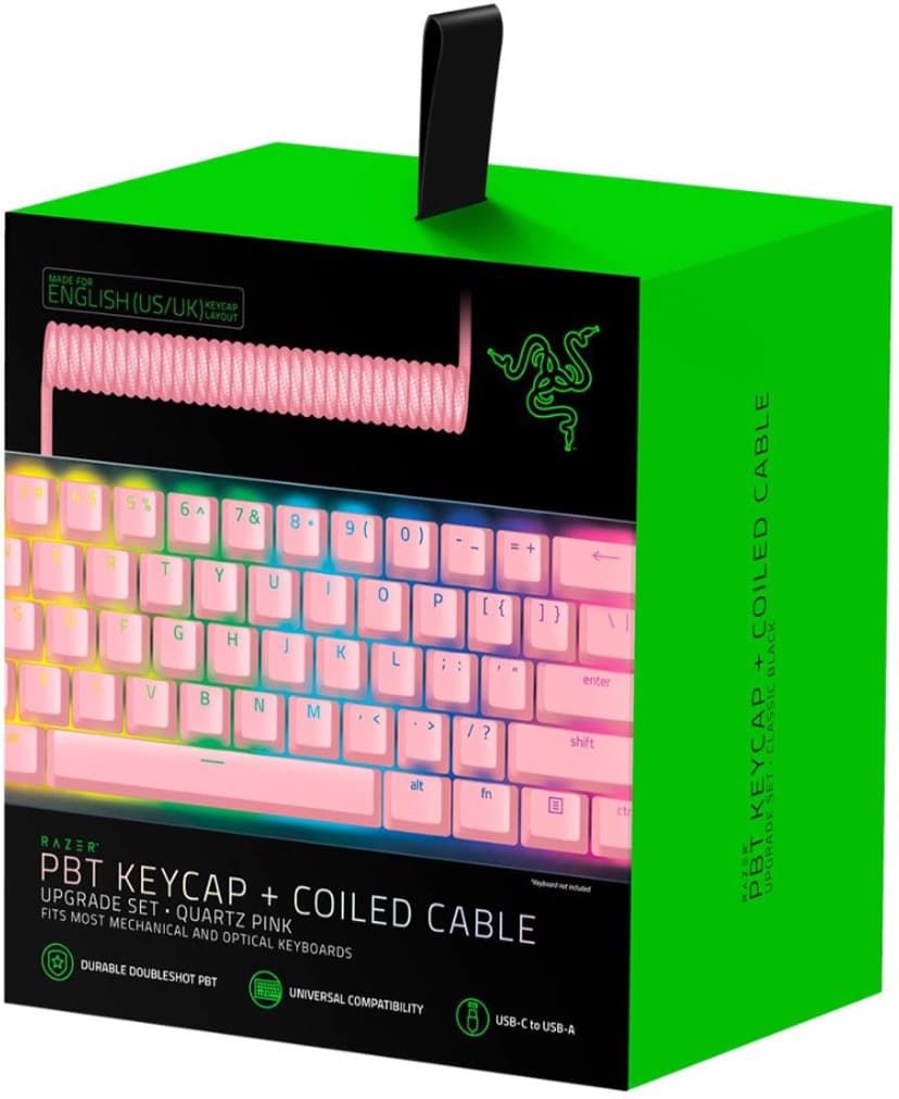 Razer PBT Keycap + Coiled Cable Upgrade Set - Quartz Pink