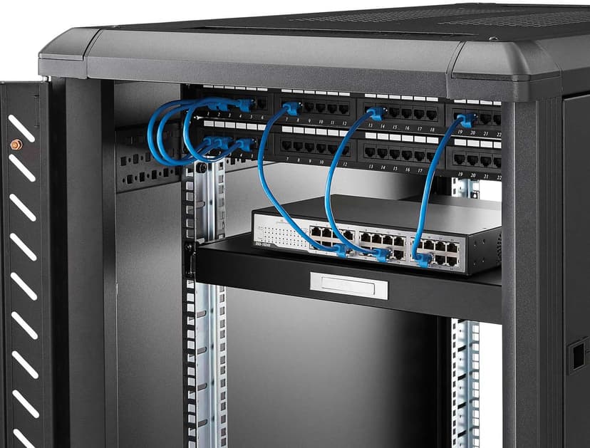 Startech 1U 56cm djup utdragbar rackhylla, svart