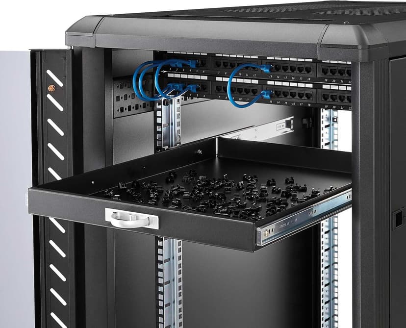 Startech 1U 56cm deep, sliding rack cabinet shelf, Black