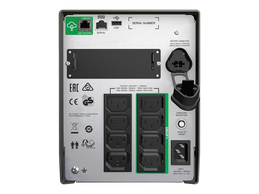 APC Smart-UPS SMT1500IC, 8 x C13-uttak, USB, SmartConnect, 1500 VA