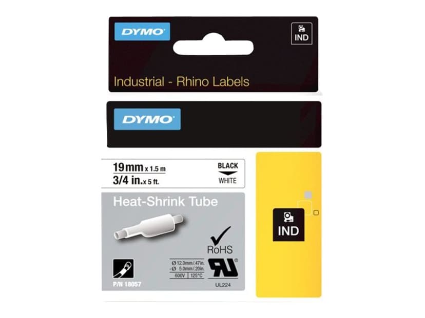 Dymo Tape RhinoPRO Krympeslange 19mm Svart/Hvit