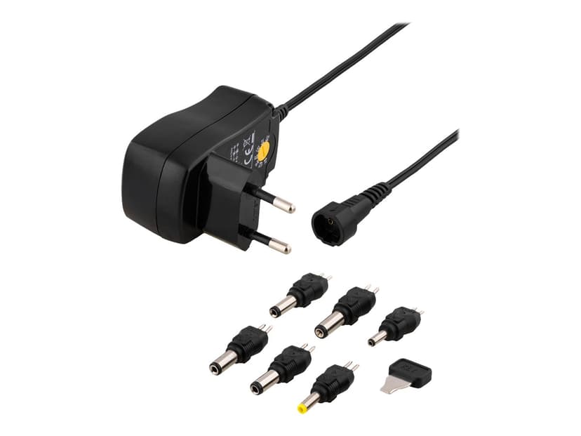 Deltaco Nätadapter 3-12V DC, 600mA med utbytbara kontakter