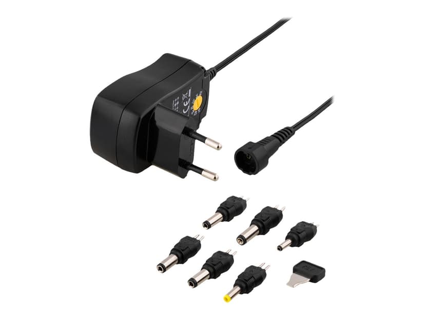 Deltaco Nätadapter 3-12V DC, 600mA med utbytbara kontakter