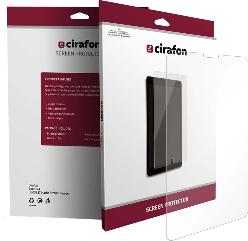 Cirafon Glass Plus iPad Air 10.9" 4th gen, iPad Air 10.9" 5th gen, iPad Air 10.9" 6th gen, iPad Pro 11" 2nd gen, iPad Pro 11" 3rd gen, iPad Pro 11" 4th gen
