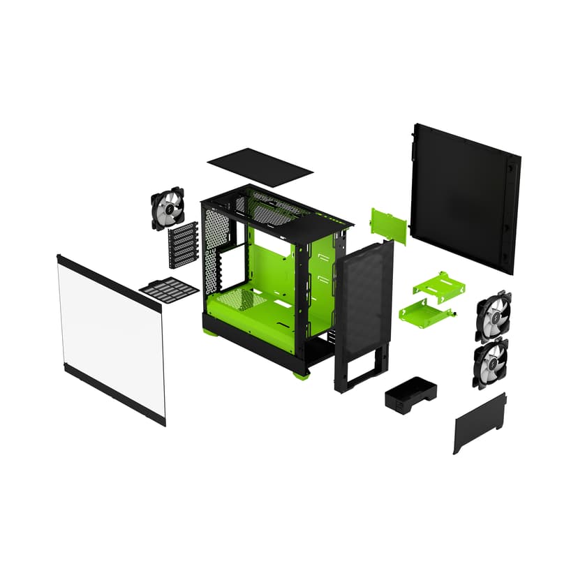 Fractal Design Pop Air Tower Sort, Grøn Tower Grøn, Sort