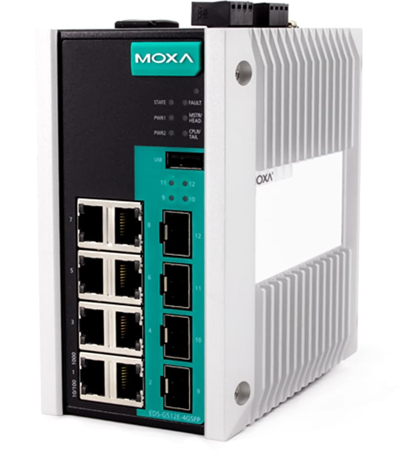 Moxa EDS-G512E-8POE-4GSFP-T nettverkssvitsj Håndtert Gigabit Ethernet (10/100/1000) Grå
