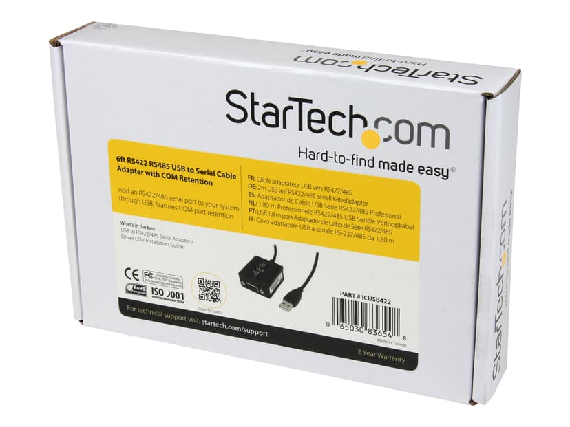 Startech 6 ft 1 Port RS422 RS485 USB Serial Cable Adapter DB9 USB A