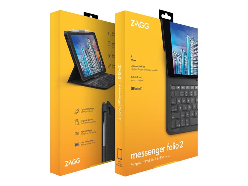 Zagg Messenger Folio 2 iPad 10.2" 7th gen, iPad 10.2" 8th gen, iPad 10.2" 9th gen Nordisk Charcoal