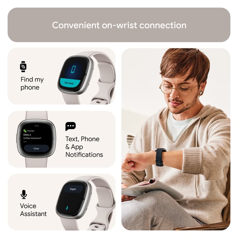 Fitbit Sense 2 Lunar White/Platinum