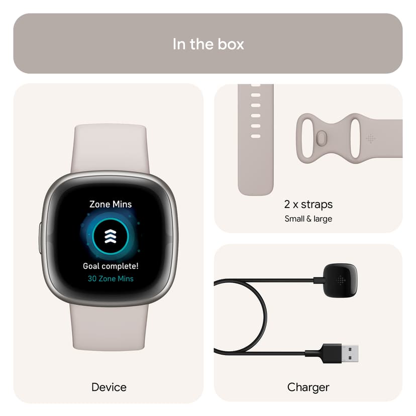 Fitbit Sense 2 Lunar White/Platinum