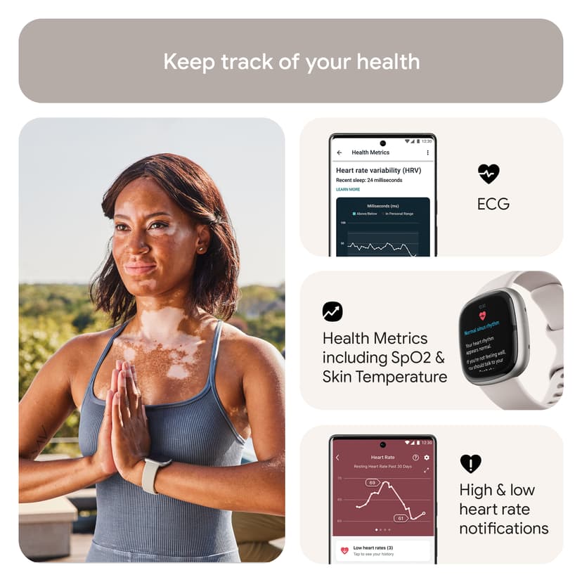 Fitbit Sense 2 Lunar White/Platinum