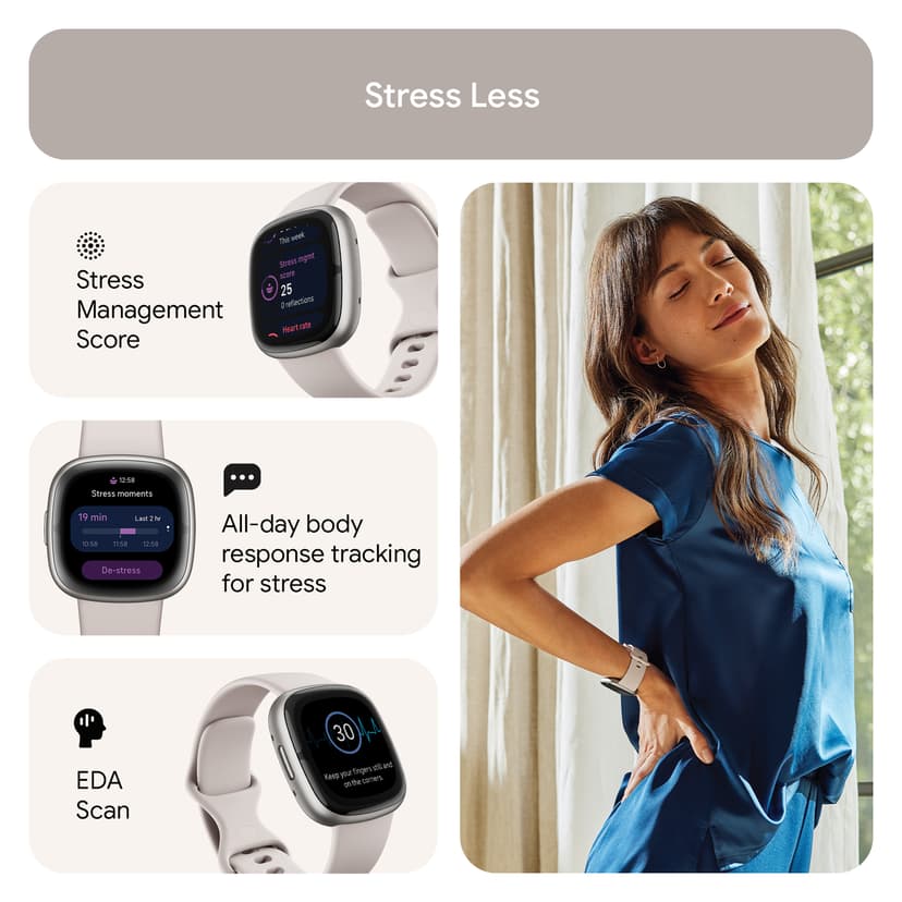 Fitbit Sense 2 Lunar White/Platinum