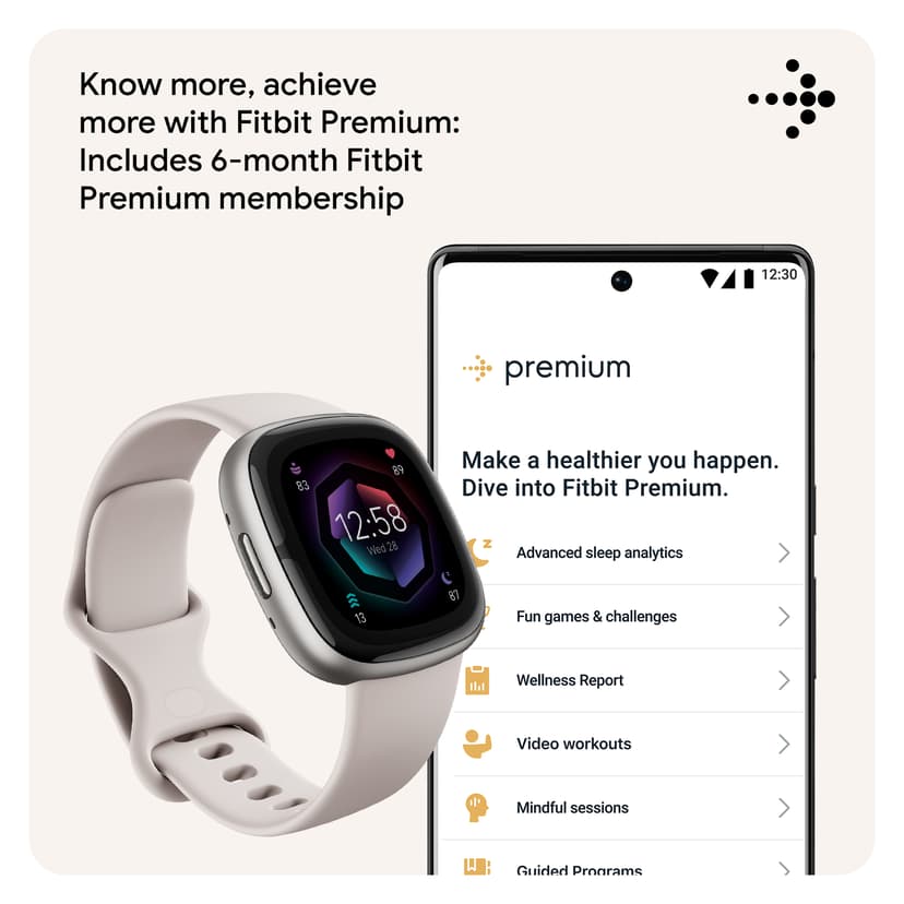 Fitbit Sense 2 Lunar White/Platinum