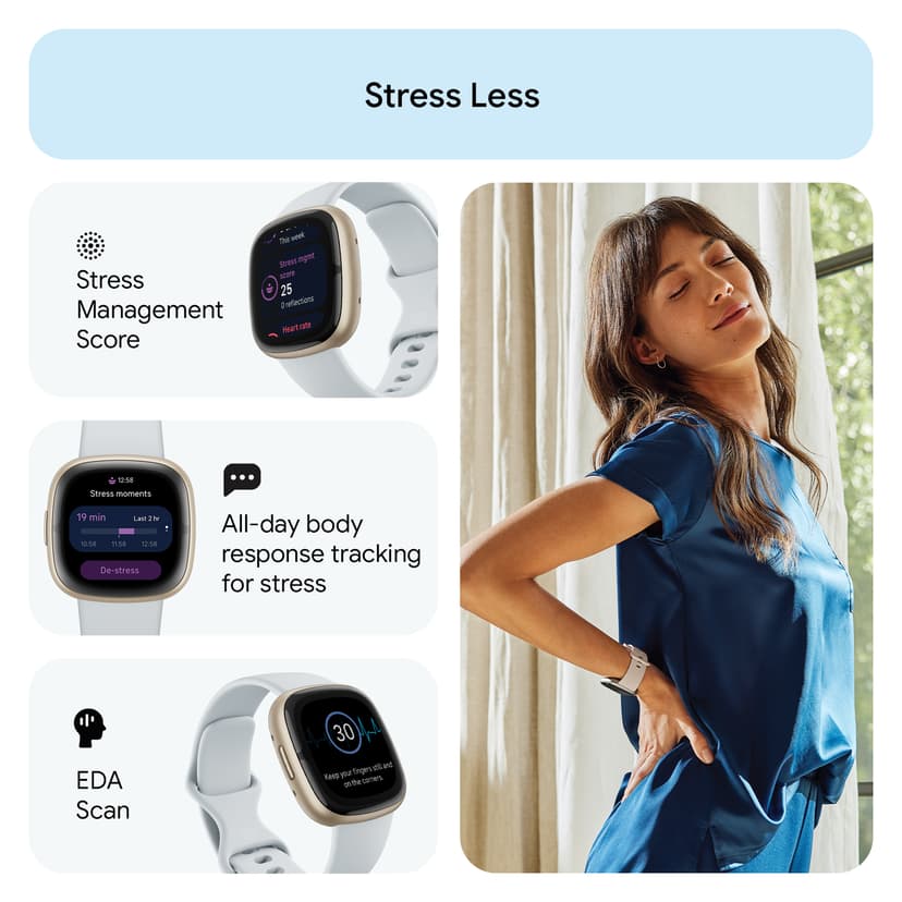 Fitbit Sense 2 Blue Mist/Soft Gold Guld (FB521GLBM) | Dustin.dk