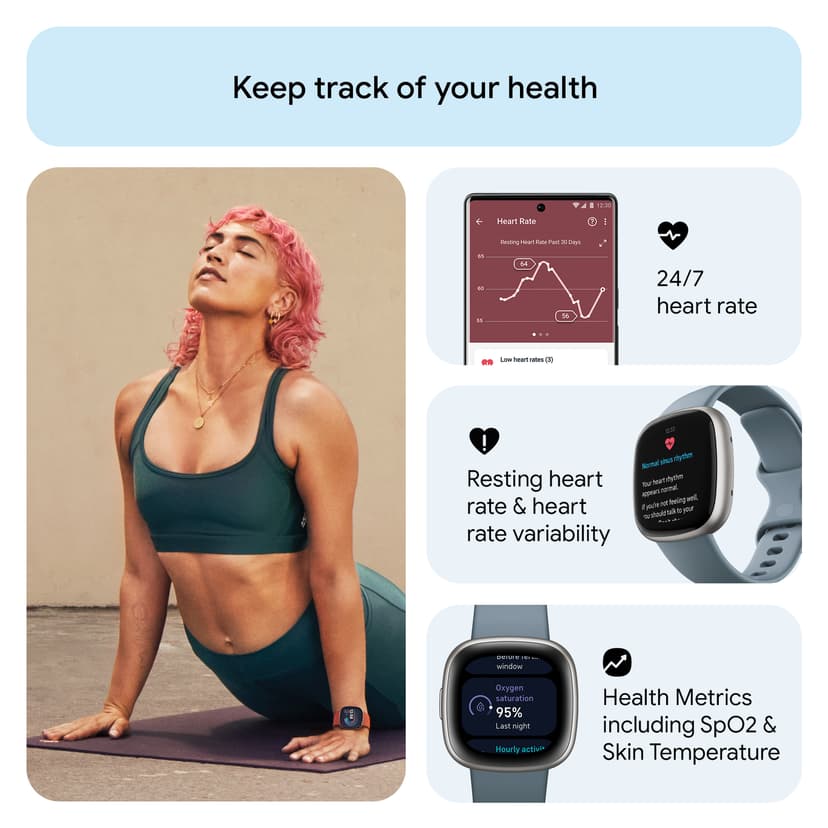 Fitbit Versa 4 Waterfall Blue/Platinum Platimun