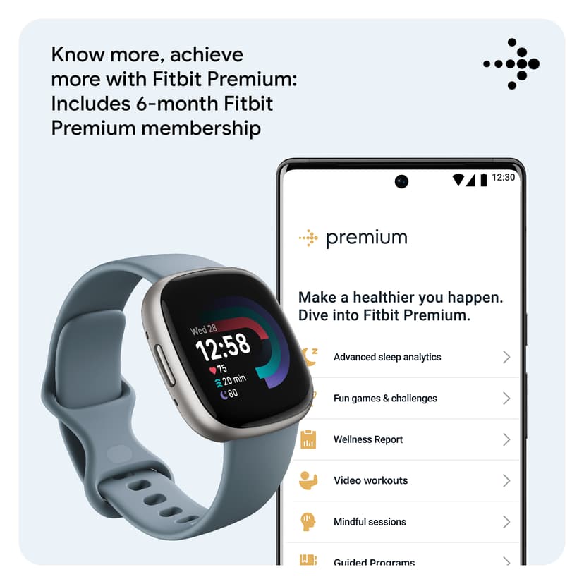 Fitbit Versa 4 Waterfall Blue/Platinum Platimun
