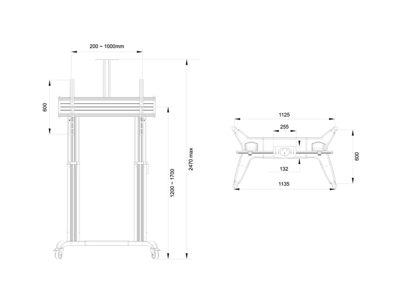 Multibrackets M Motoriserat Golvstativ Dual Pillar 180 HD 65-110" Svart