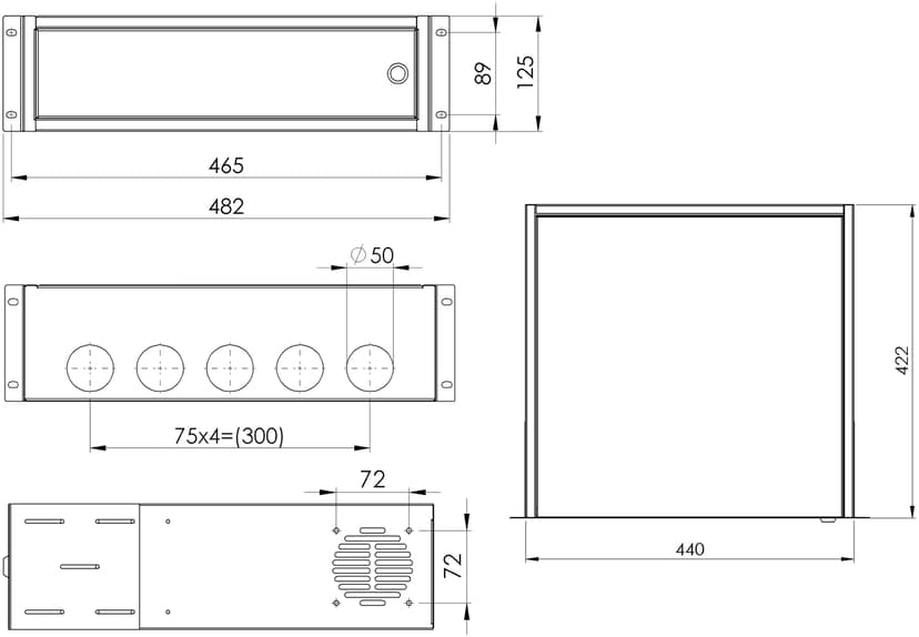 Direktronik Säkerhetslåda för 19" 3U rack eller vägg, vit