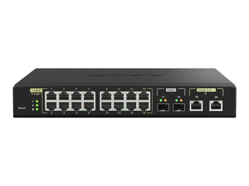 QNAP QSW-M2116P-2T2S nettverkssvitsj Håndtert L2 2.5G Ethernet Strøm over Ethernet (PoE) Sort