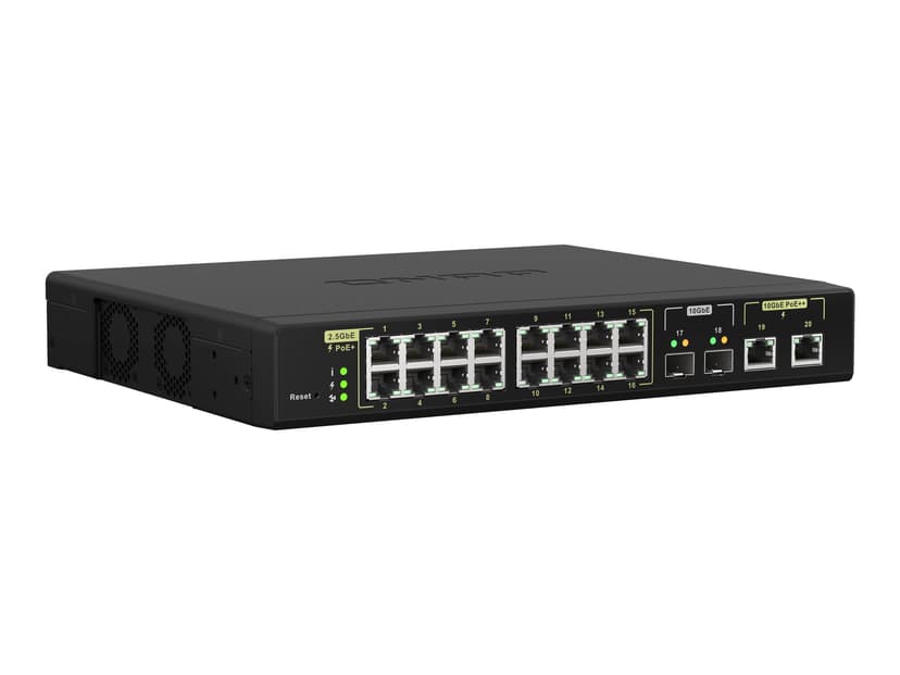 QNAP QSW-M2116P-2T2S nettverkssvitsj Håndtert L2 2.5G Ethernet Strøm over Ethernet (PoE) Sort