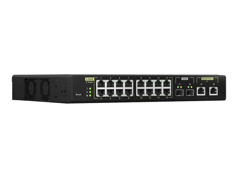 QNAP QSW-M2116P-2T2S nettverkssvitsj Håndtert L2 2.5G Ethernet Strøm over Ethernet (PoE) Sort