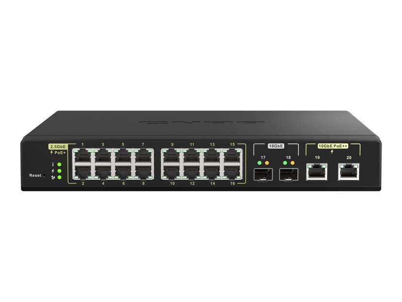 QNAP QSW-M2116P-2T2S nettverkssvitsj Håndtert L2 2.5G Ethernet Strøm over Ethernet (PoE) Sort