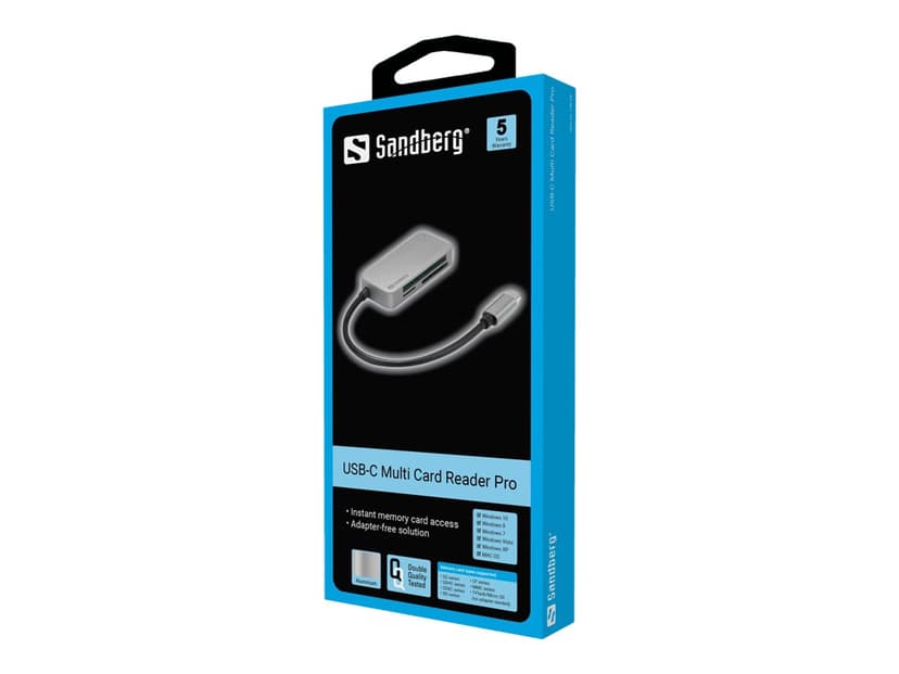 Sandberg 136-38 geheugenkaartlezer USB 3.2 Gen 1 (3.1 Gen 1) Type-C Zwart