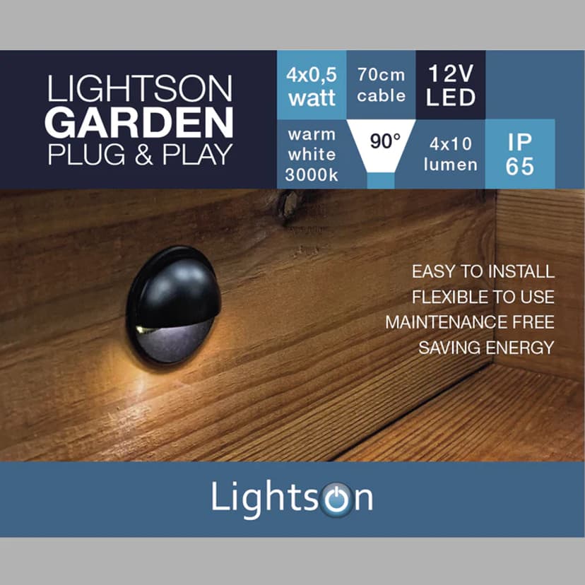 LightsOn Aries 10 Lumen, musta, 4 kpl/pakkaus