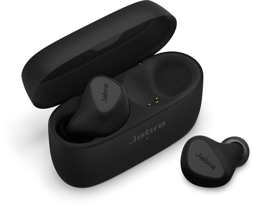 Jabra Elite 5 Sort MFi, Qi, FCC, ISED, CE, Proposition 65, Google Assistant, Amazon Alexa, Fast Pair, Spotify Tap