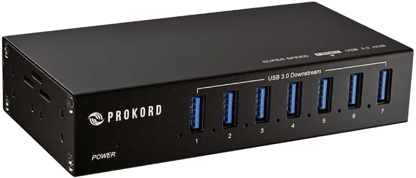 Prokord USB 3.0 Hub 7-Port Pro Metal USB 3.2 Gen 1 (3.1 Gen 1) Type-A USB 3.2 Gen 1 (3.1 Gen 1) Type-A