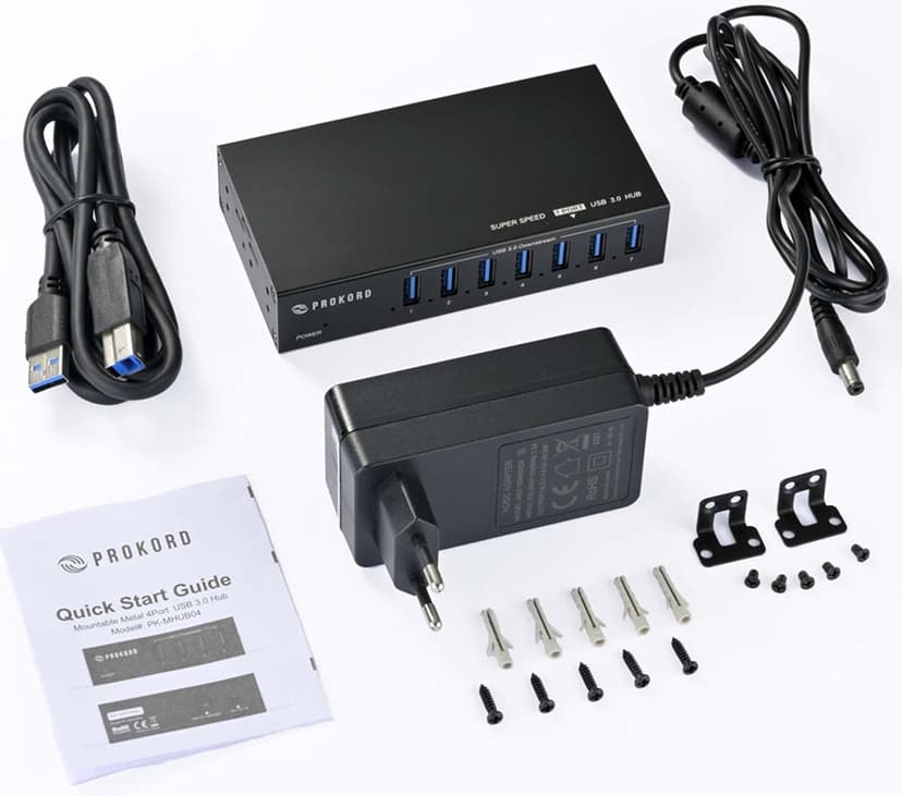 Prokord USB 3.0 Hub 7-Port Pro Metal USB 3.2 Gen 1 (3.1 Gen 1) Type-A USB 3.2 Gen 1 (3.1 Gen 1) Type-A