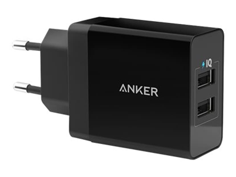 Anker PowerPort 2 24 watt Svart Sort