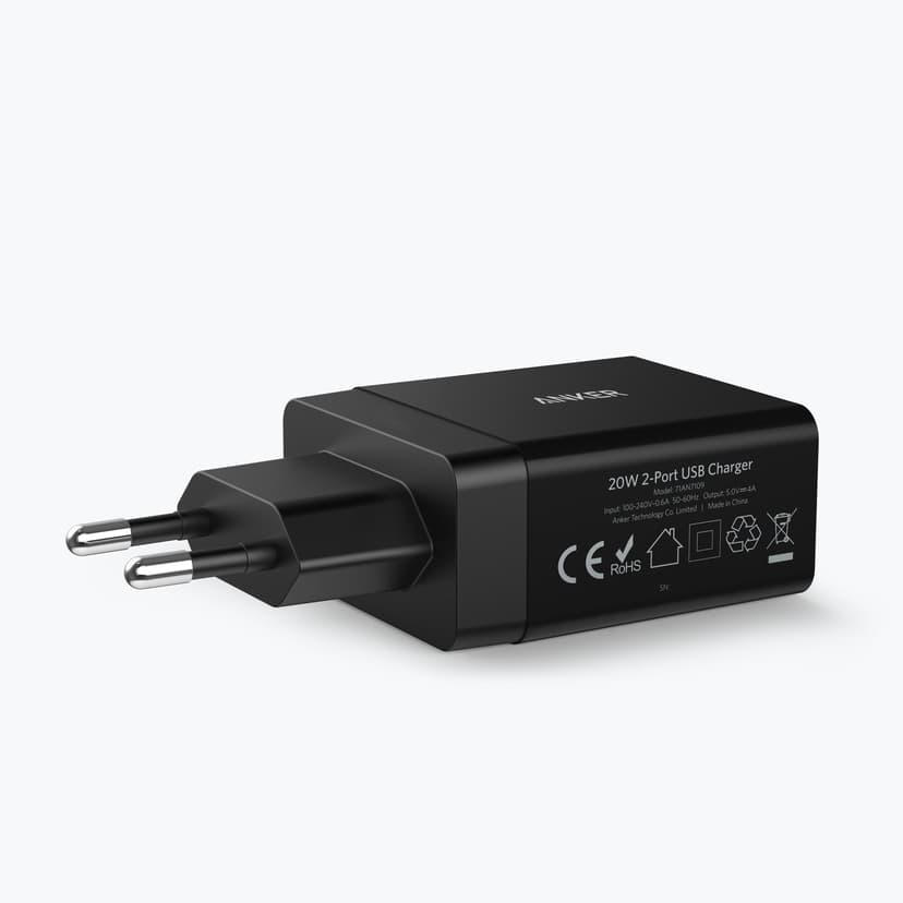 Anker PowerPort 2 24W Svart Svart