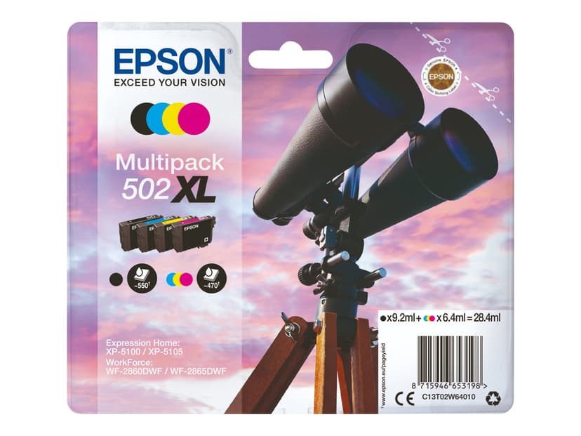 Epson Inkt Multipack (BK/C/M/Y) 502XL - XP-5100/5105/WF-2860