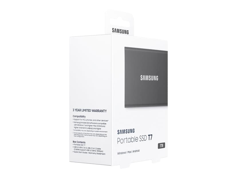 Samsung Portable SSD T7 1TB GEN 2 USB Type-C Grijs
