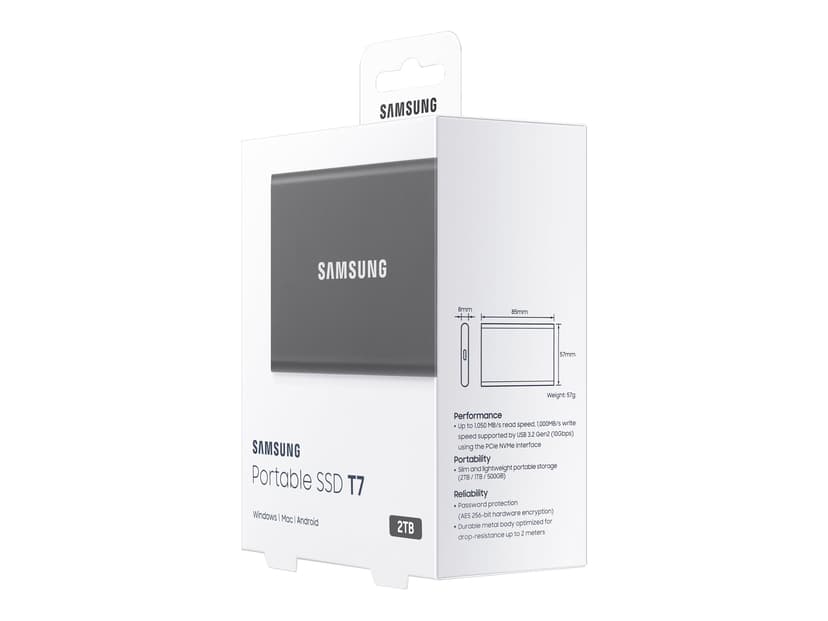 Samsung Portable SSD T7 2TB GEN 2 USB-C Harmaa