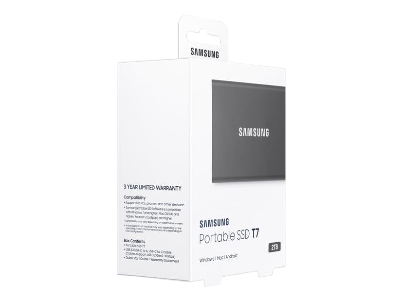 Samsung Portable SSD T7 2TB GEN 2 USB-C Grå