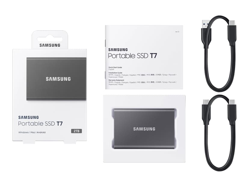 Samsung Portable SSD T7 2TB GEN 2 USB-C Harmaa