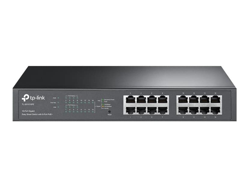TP-Link TL-SG1016PE verkkokytkin Hallittu L2 Gigabit Ethernet (10/100/1000) Power over Ethernet -tuki Musta